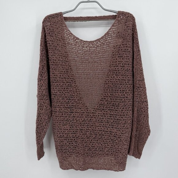 Daytrip Tape Yarn Sweater size L Large Open Cross Back Ash Rose BKE Buckle - Picture 1 of 6